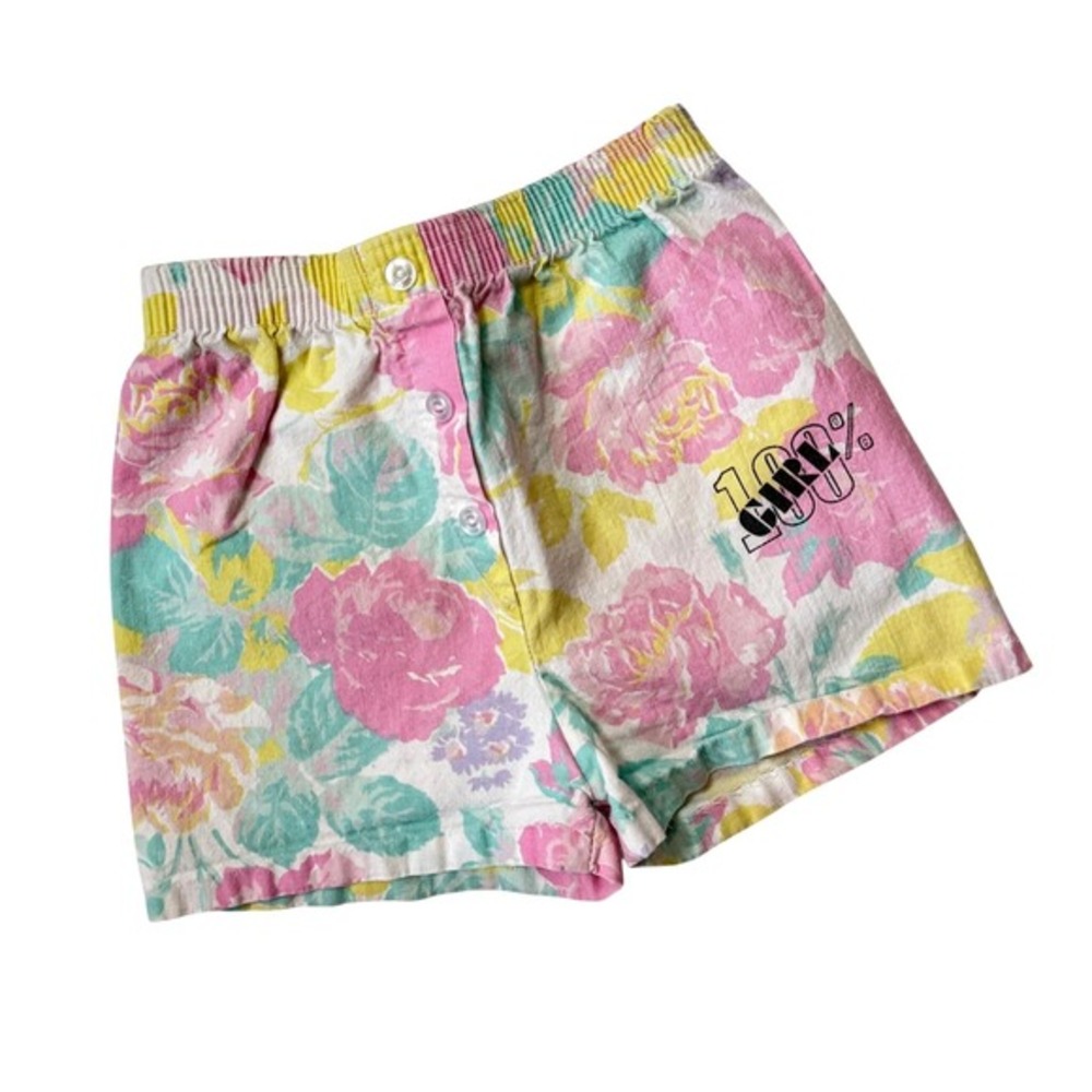 VTG 90's Bragabouts Kids Floral Pull On Boxer Shorts '100% Girl' USA Made Size 4